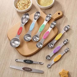 9-piece magnetic stainless steel measuring spoon set – double-ended baking spoons with engraved scale