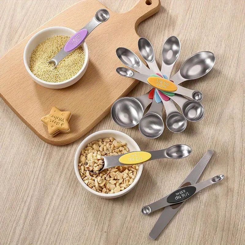 9Piece Magnetic Stainless Steel Measuring Spoon Set DoubleEnded Baking Spoons With Engraved Scale 3