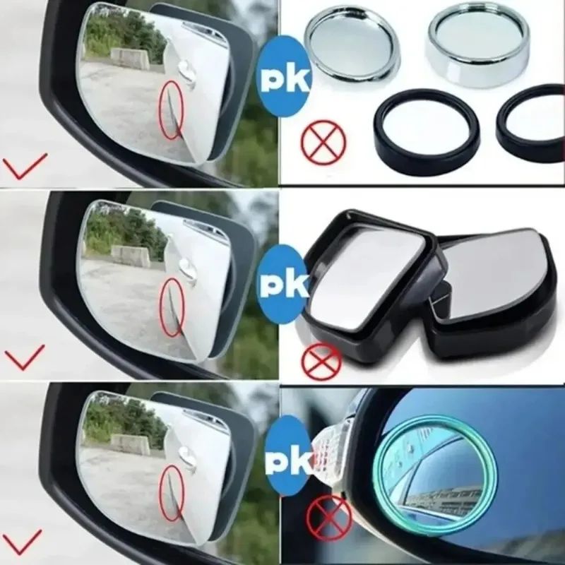 2pcs Universal 360 Adjustable Blind Spot Mirror HD WideAngle Rearview Safety Mirrors For All Cars 5