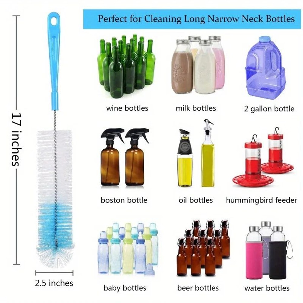 8pcs LongHandled Bottle Cleaning Brush Set MultiSize Cleaner For Bottles Straws Thermoses Kitchen 1