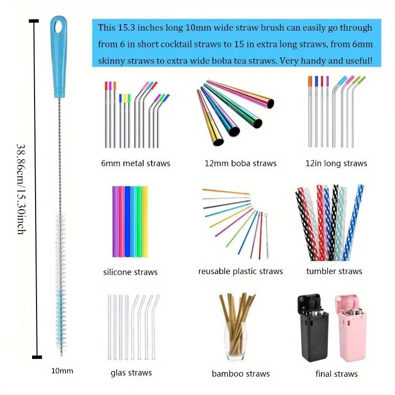 8pcs LongHandled Bottle Cleaning Brush Set MultiSize Cleaner For Bottles Straws Thermoses Kitchen 2