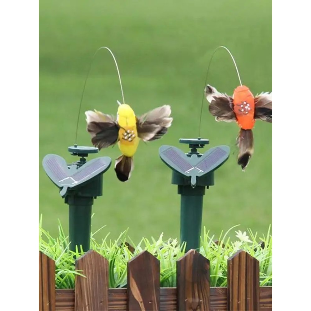 Solar Powered Flying Hummingbird Garden Stake Rotating Fluttering Bird Decor With Battery Backup 1