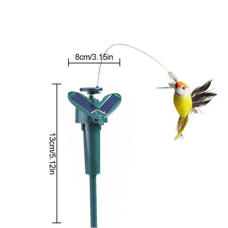 Solar Powered Flying Hummingbird Garden Stake Rotating Fluttering Bird Decor With Battery Backup 5