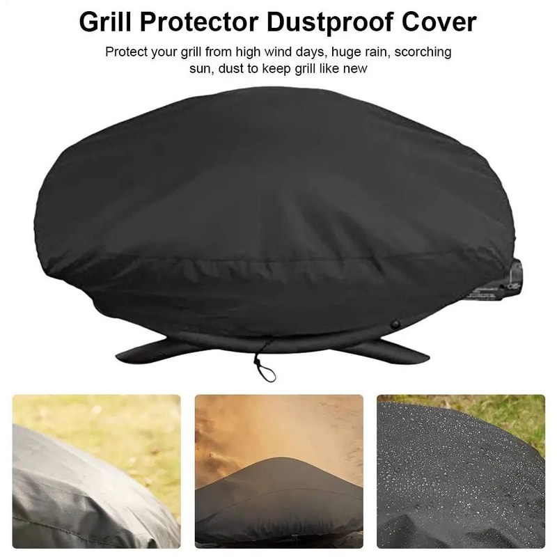 AllWeather Waterproof Grill Cover With Drawstring For Weber Q1000 Series BBQ Protection 4