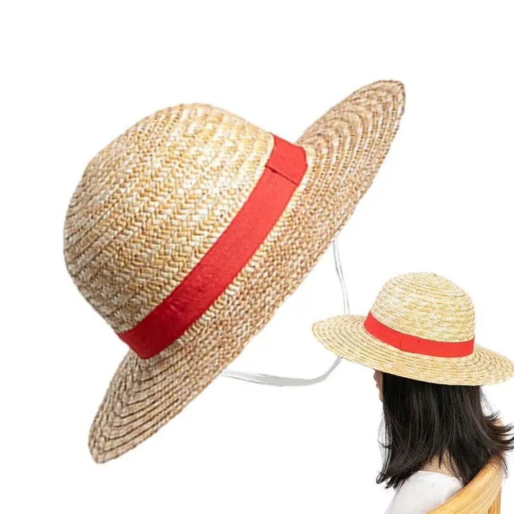 Anime Inspired Straw Hat With Chin Strap Lightweight Sun Hat For Cosplay Beach Outdoor Use 4