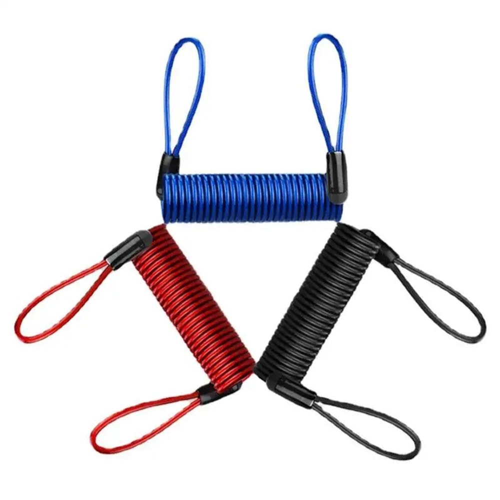 Motorcycle Disc Lock Reminder Cable 47in Steel Wire AntiTheft Coil With PVC Cover For Bikes Scoot 1