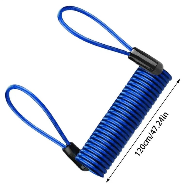 Motorcycle Disc Lock Reminder Cable 47in Steel Wire AntiTheft Coil With PVC Cover For Bikes Scoot 6