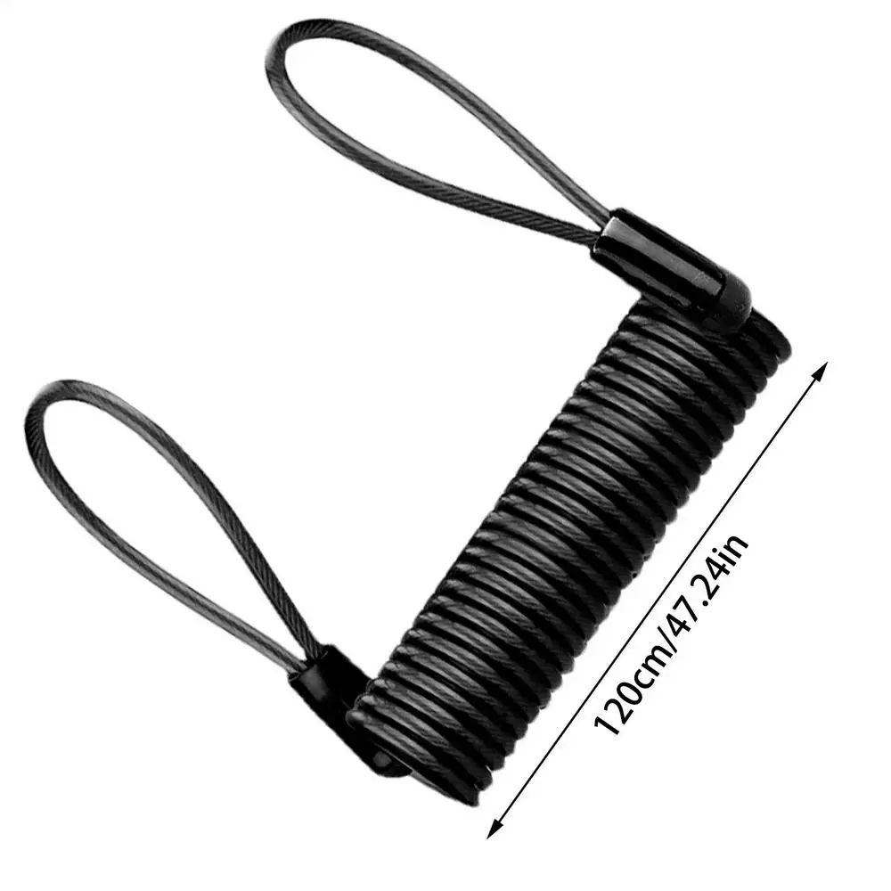 Motorcycle Disc Lock Reminder Cable 47in Steel Wire AntiTheft Coil With PVC Cover For Bikes Scoot 8