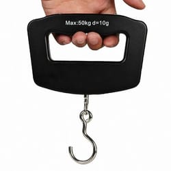 portable digital hanging scale 110 lb – lcd fish & luggage weighing scale with hook & strap