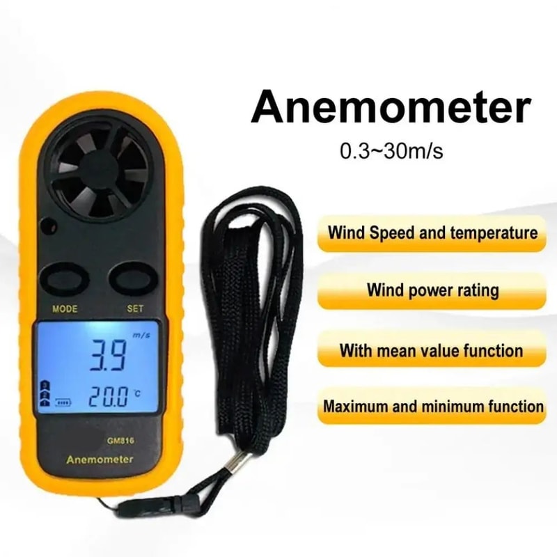 Pocket Digital Anemometer Wind Speed Meter Portable Air Velocity Temperature Tester With LCD Back 2