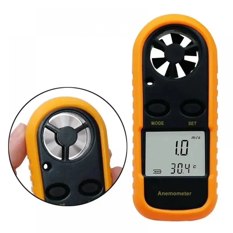 Pocket Digital Anemometer Wind Speed Meter Portable Air Velocity Temperature Tester With LCD Back 0