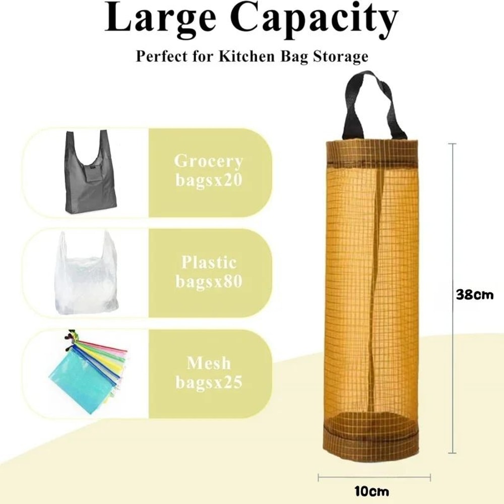 5pcs Hanging Plastic Bag Holder Mesh Grocery Bag Organizer Kitchen Trash Bag Dispenser 2