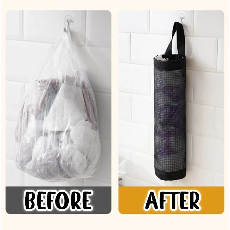 5pcs Hanging Plastic Bag Holder Mesh Grocery Bag Organizer Kitchen Trash Bag Dispenser 3