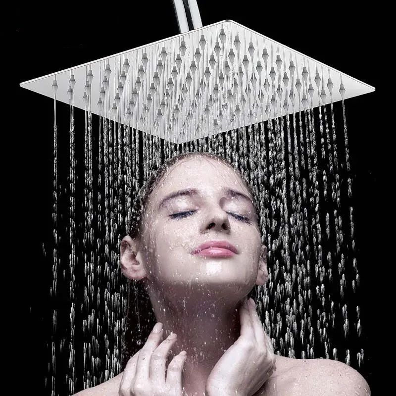 AquaFlow UltraThin Stainless Steel Rainfall Shower Head High Pressure Square Round 0