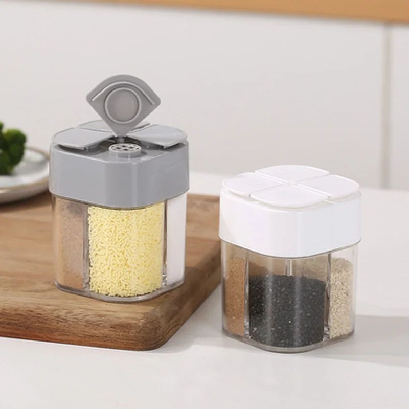 SpiceSmart 4in1 Portable Seasoning Shaker Set MultiCompartment Salt Pepper Spice Container 4
