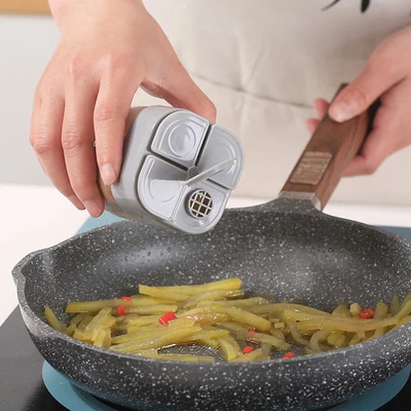 SpiceSmart 4in1 Portable Seasoning Shaker Set MultiCompartment Salt Pepper Spice Container 0