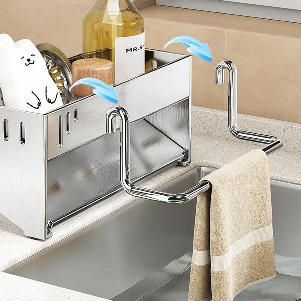SteelDry Stainless Steel Sink Storage Rack LargeCapacity Sponge Dishcloth Organizer 1