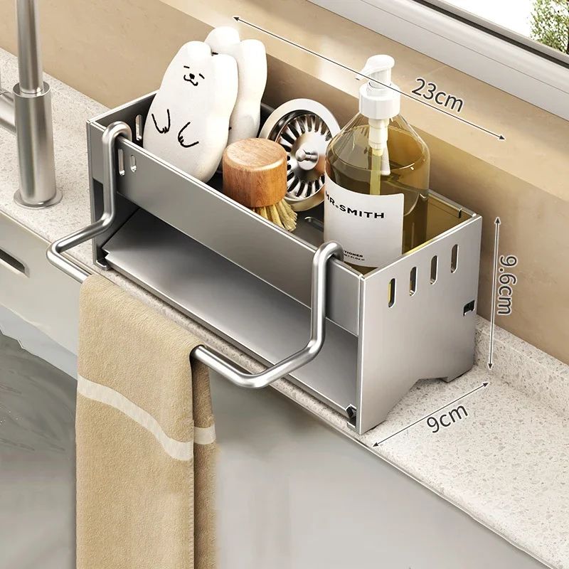SteelDry Stainless Steel Sink Storage Rack LargeCapacity Sponge Dishcloth Organizer 6