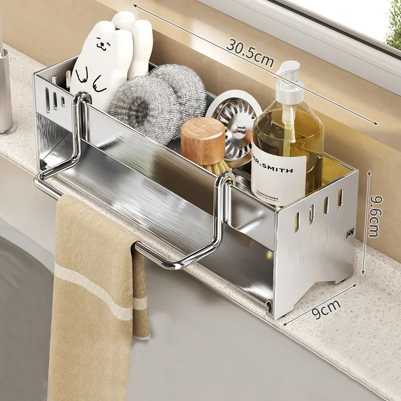 SteelDry Stainless Steel Sink Storage Rack LargeCapacity Sponge Dishcloth Organizer 9