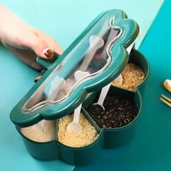 flavorhub 6-in-1 seasoning box set multi-compartment salt sugar spice storage container