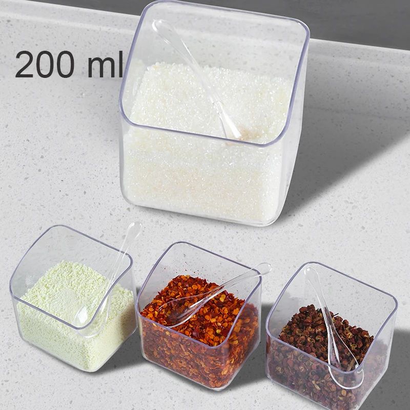 WallMounted Spice Organizer Box With Spoon NoDrill Seasoning Storage Rack Kitchen Gadget 2