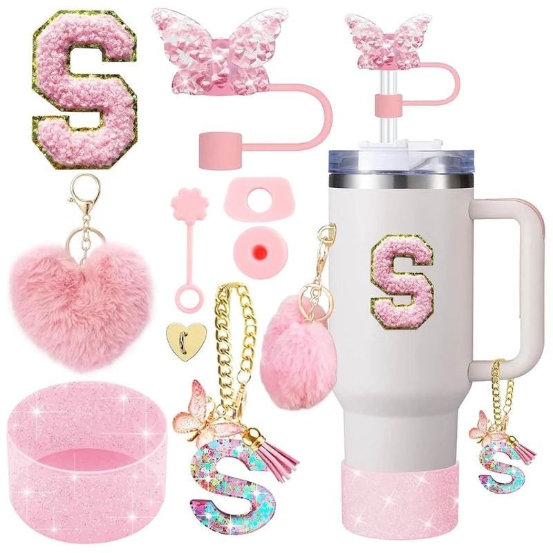 9pcc Stanley Cup Accessories Set Silicone Boot Butterfly Straw Cover SpillProof Stopper Initial C 0