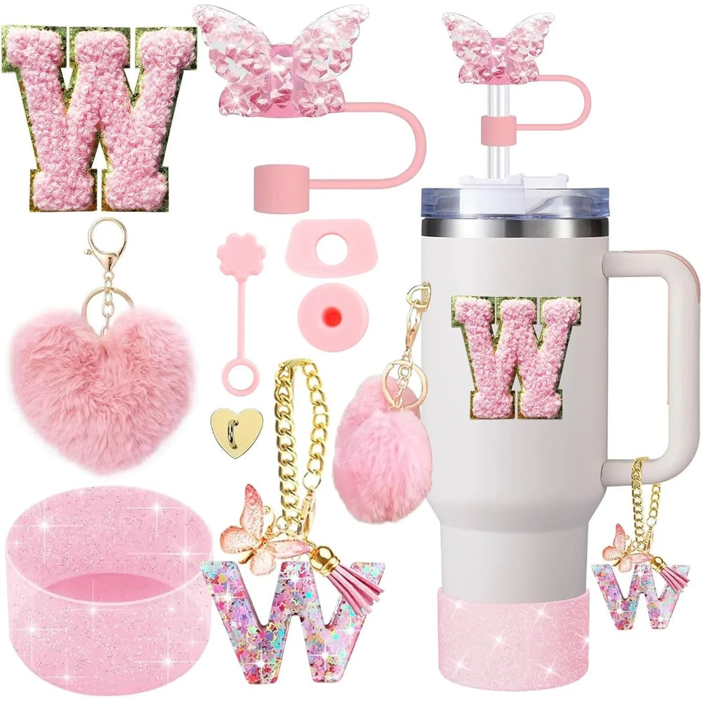 9pcc Stanley Cup Accessories Set Silicone Boot Butterfly Straw Cover SpillProof Stopper Initial C 26