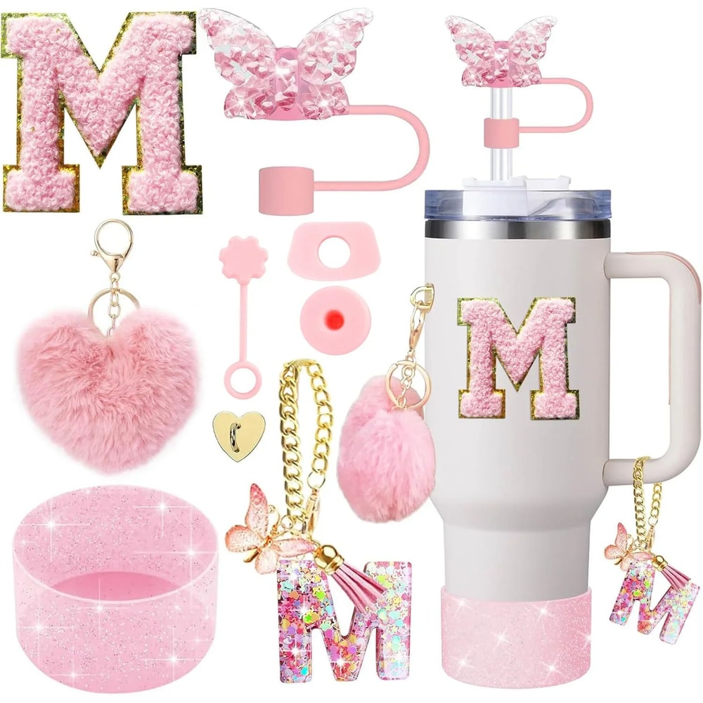 9pcc Stanley Cup Accessories Set Silicone Boot Butterfly Straw Cover SpillProof Stopper Initial C 18