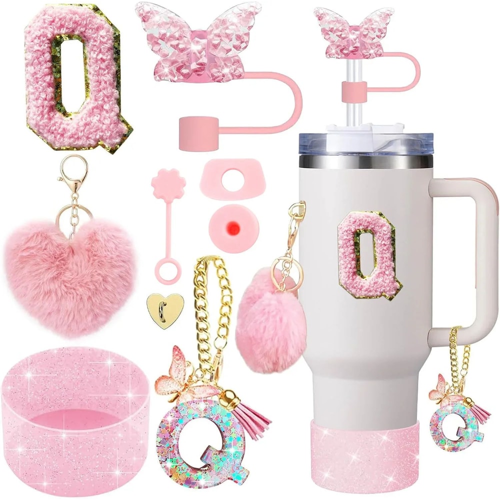 9pcc Stanley Cup Accessories Set Silicone Boot Butterfly Straw Cover SpillProof Stopper Initial C 20