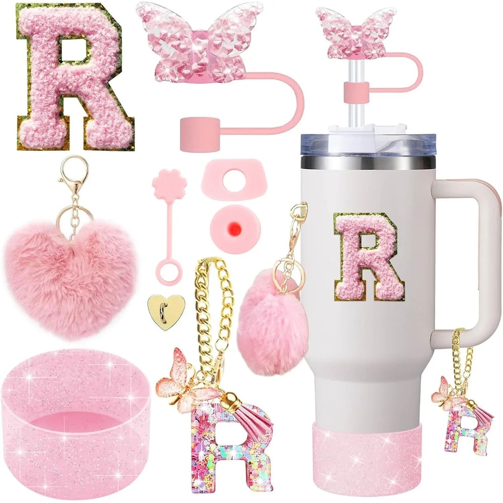 9pcc Stanley Cup Accessories Set Silicone Boot Butterfly Straw Cover SpillProof Stopper Initial C 21