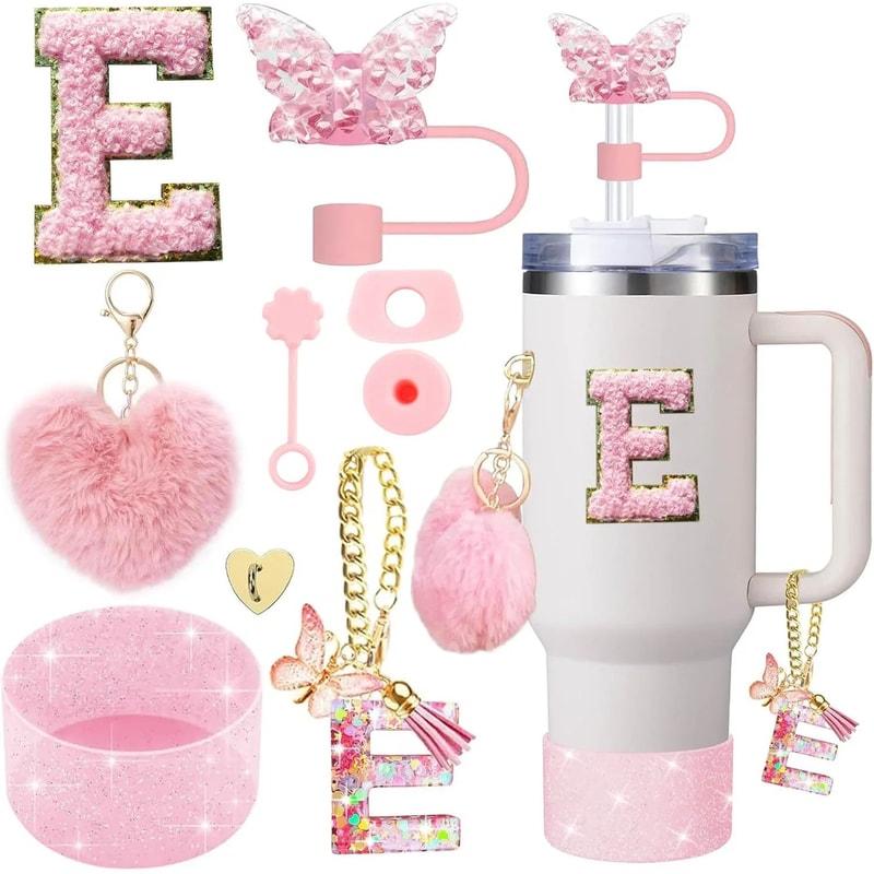 9pcc Stanley Cup Accessories Set Silicone Boot Butterfly Straw Cover SpillProof Stopper Initial C 10