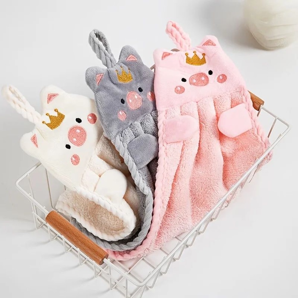 Cute Microfiber Hand Towels Ultra Absorbent Hanging Kitchen Bathroom Cleaning Cloth 2
