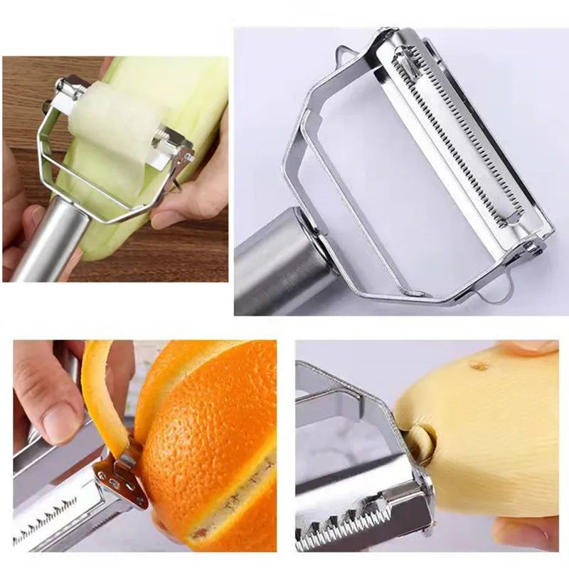 Stainless Steel DualHead Vegetable Peeler Julienne Slicer Multifunction Fruit Potato Peeler 4