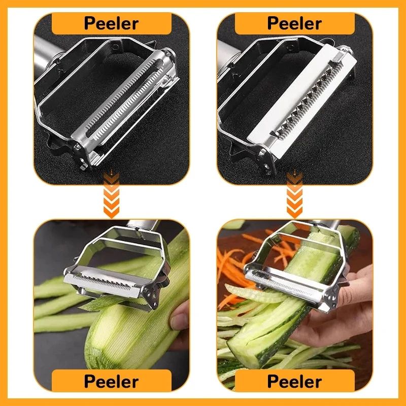 Stainless Steel DualHead Vegetable Peeler Julienne Slicer Multifunction Fruit Potato Peeler 2