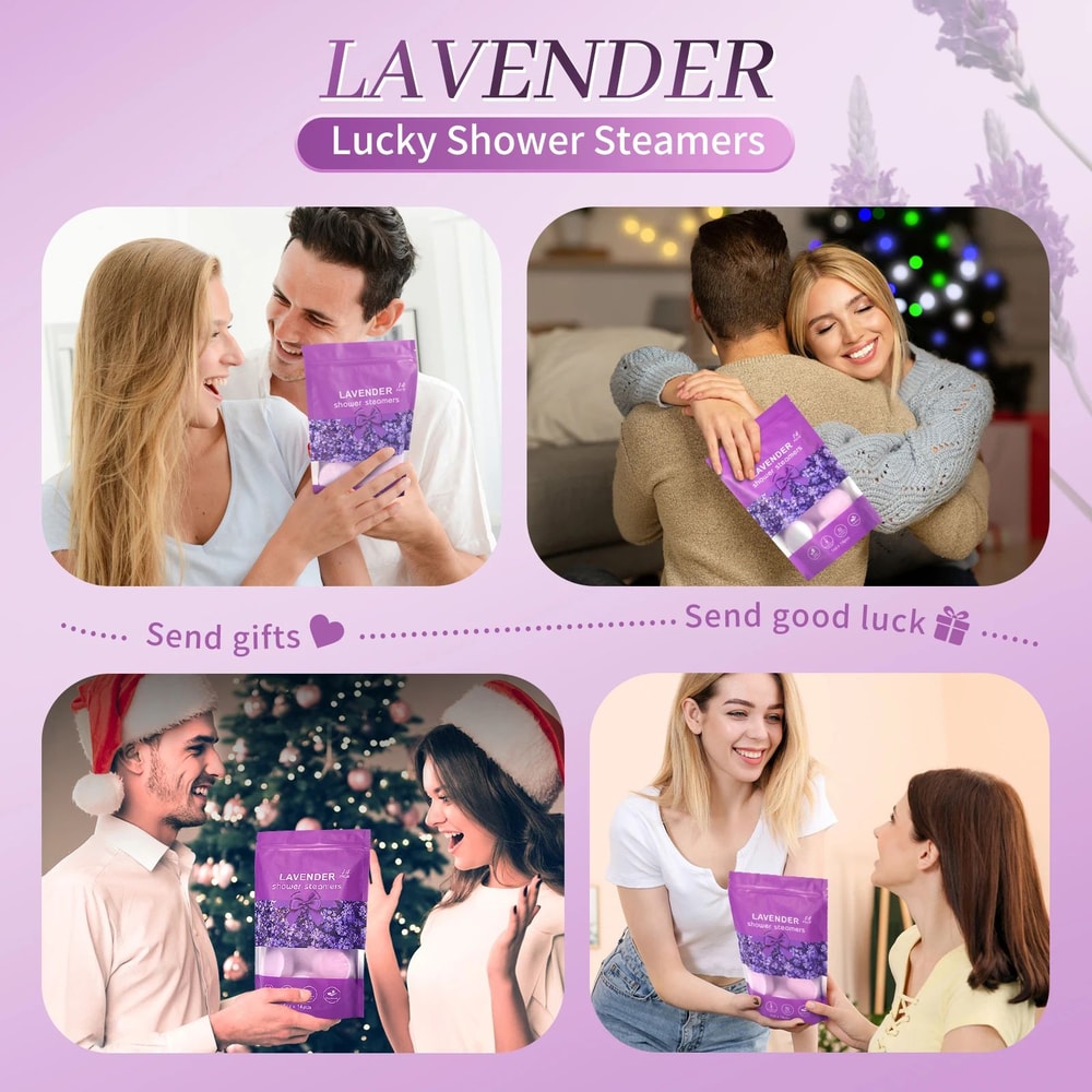 Lavender Shower Steamers Natural Essential Oil Aromatherapy Bath Tablets For Stress Relief 4