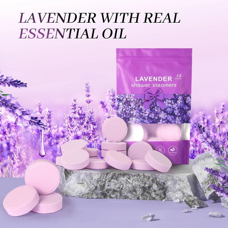 Lavender Shower Steamers Natural Essential Oil Aromatherapy Bath Tablets For Stress Relief 0