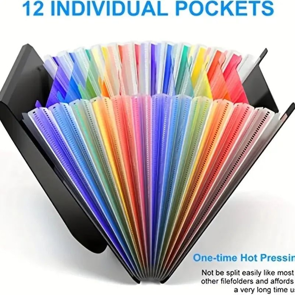 A4 Expanding File Folder 12 Pockets Large Capacity Accordion Organizer For Office School 0