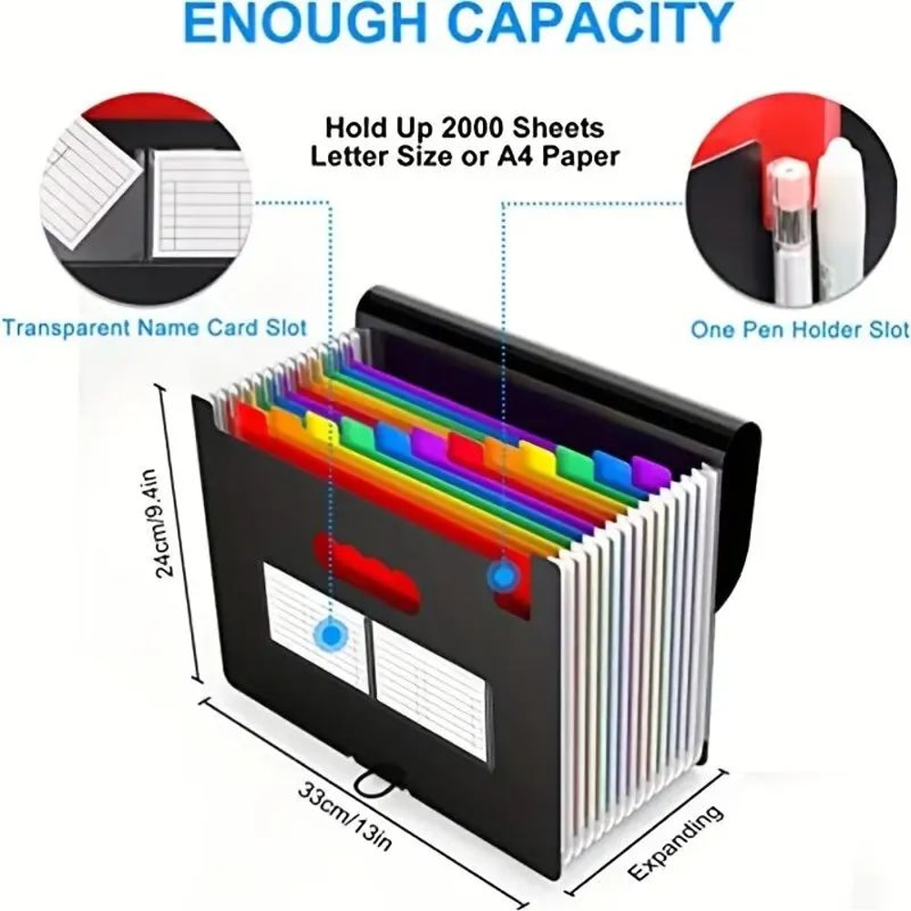 A4 Expanding File Folder 12 Pockets Large Capacity Accordion Organizer For Office School 5