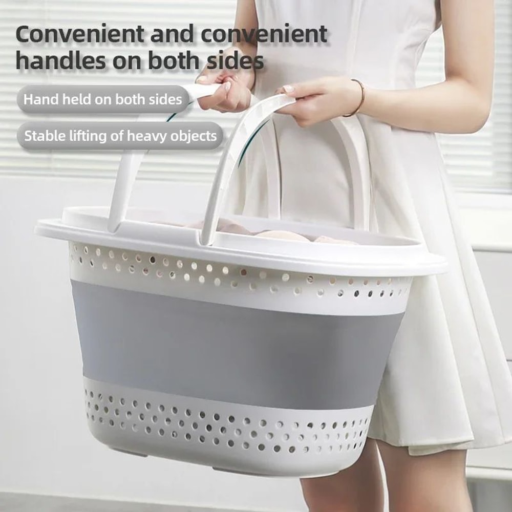 Collapsible Folding Laundry Basket Large Capacity PopUp Plastic Clothes Hamper With SpaceSaving De 1