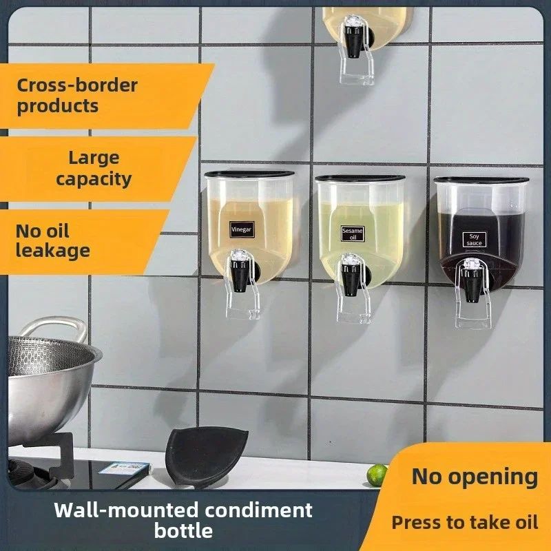 WallMounted Oil Dispenser Bottle Transparent Liquid Seasoning Container With Controlled Pour 1