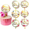 Gold Happy Birthday Cake Topper Acrylic Flower Cupcake Party Decoration 0