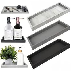 non-slip silicone sink tray organizer for soap dispenser, sponge holder, bathroom vanity & kitchen counter storage