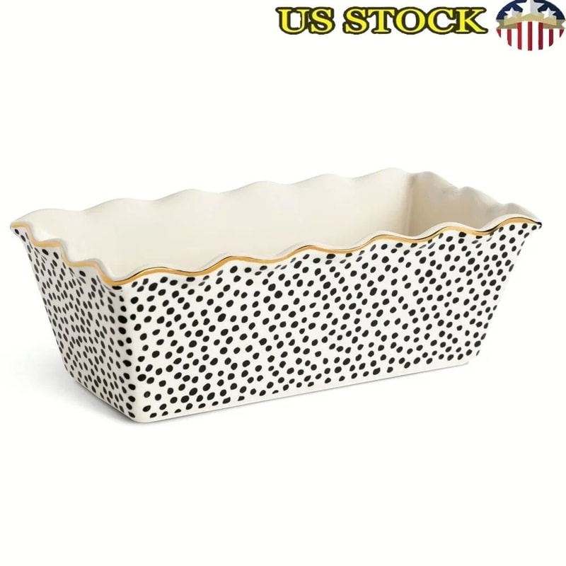 9Inch Nonstick Ceramic Loaf Pan With Dot Pattern OvenSafe Bread Cake Baking Dish 3