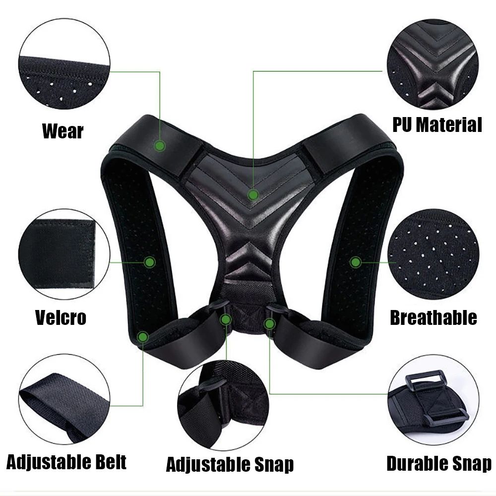 Adjustable Back Posture Corrector Brace Shoulder Support Neck Alignment Belt For Men Women 1