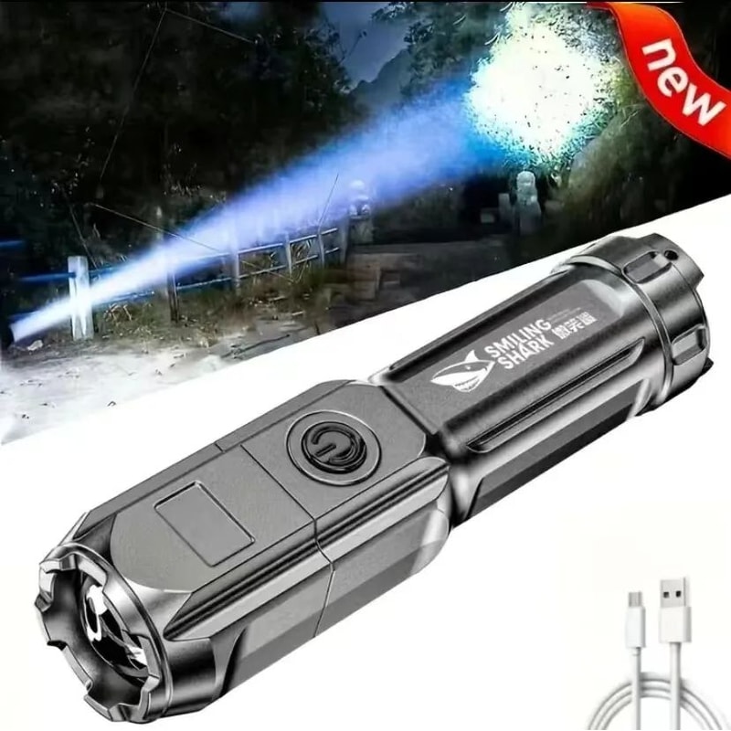 Rechargeable LED Tactical Flashlight USB Waterproof Zoom Torch With High Lumen Output 1