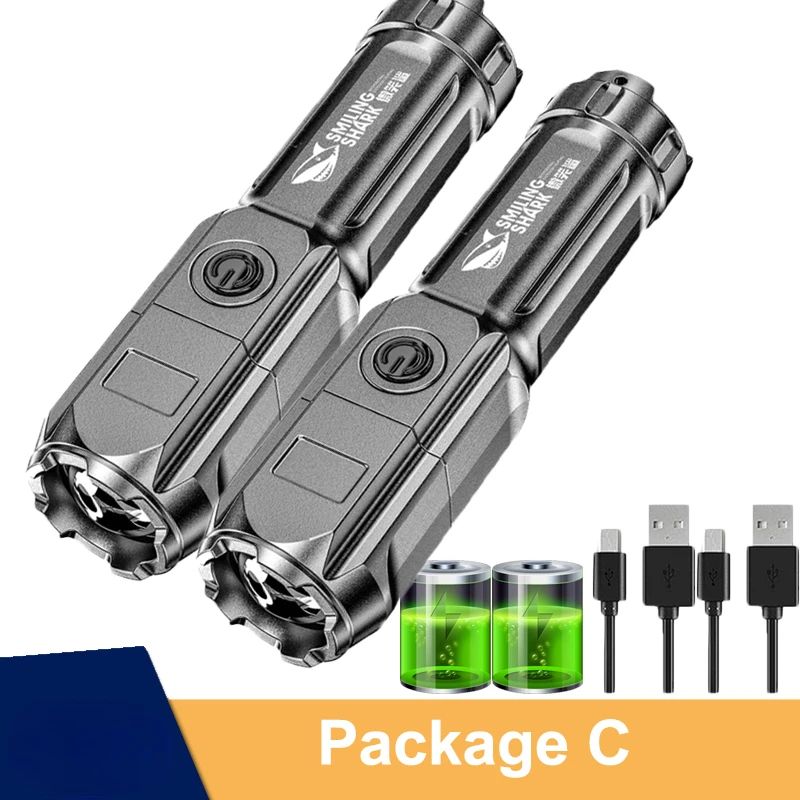 Rechargeable LED Tactical Flashlight USB Waterproof Zoom Torch With High Lumen Output 8