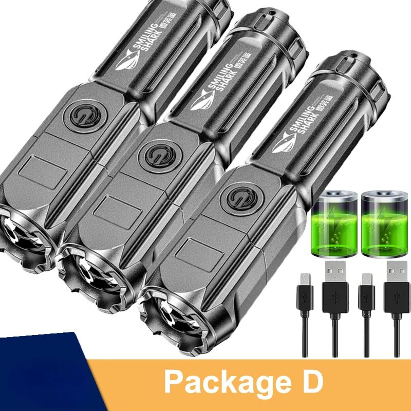 Rechargeable LED Tactical Flashlight USB Waterproof Zoom Torch With High Lumen Output 9