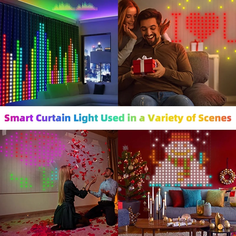 Smart RGB Curtain Fairy Lights LED Curtain Lights With App Control Music Sync 400 LEDs 0