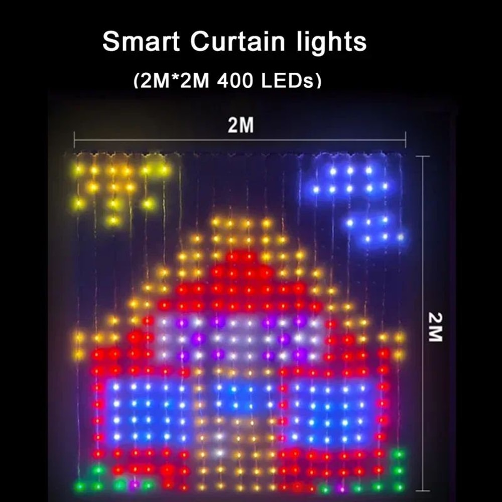 Smart RGB Curtain Fairy Lights LED Curtain Lights With App Control Music Sync 400 LEDs 7