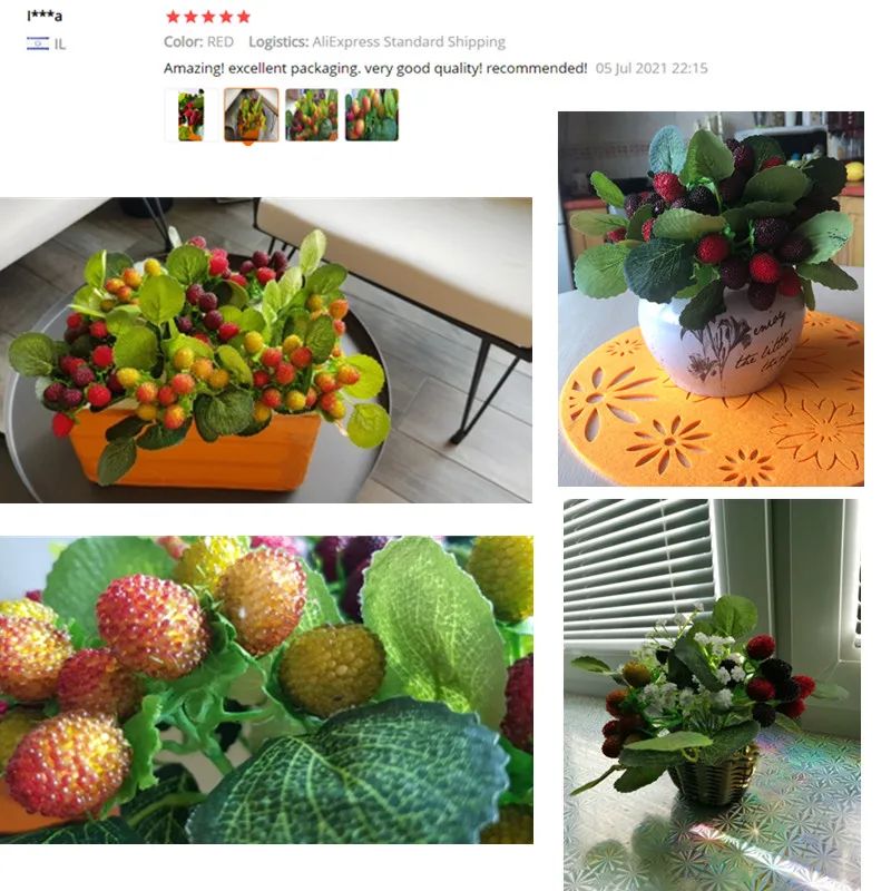 Artificial Strawberry Berry Plant 9 Heads Faux Fruit Decor For Home Wedding Christmas Decoration 4